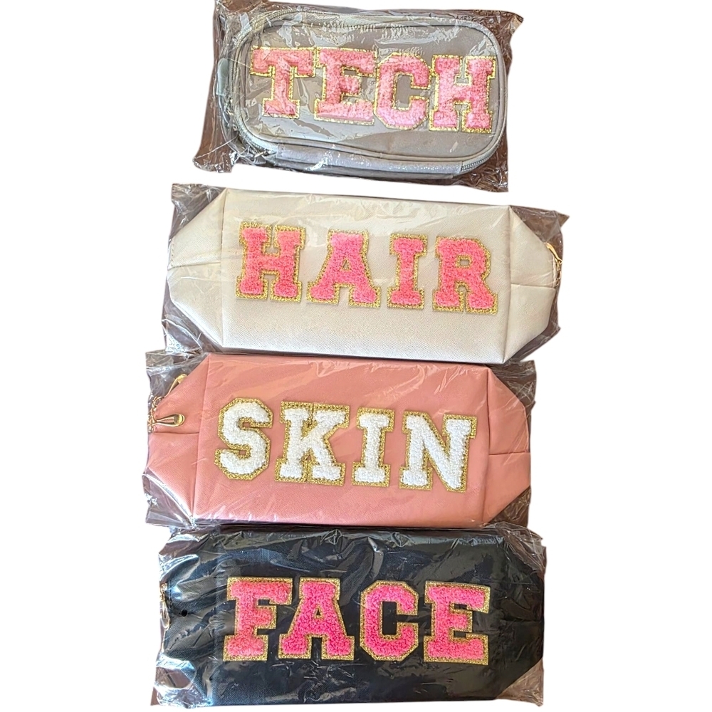 SOLD @diddy77 Set of 3 Cosmetic Bags with Bold Lettering